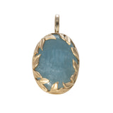 Oval Aquamarine 14K Yellow Gold Jasmine Pendant