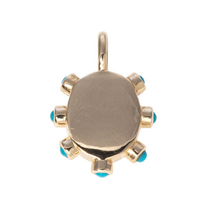 Turquoise Bezel 14K Yellow Gold Small Oval Pendant