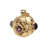 Etruscan Style 14K Gold Amethyst Orb Fob Charm