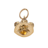 Etruscan Style 14K Gold Citrine Cone Fob Charm