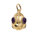 Etruscan Style 14K Gold Amethyst Egg Fob Charm