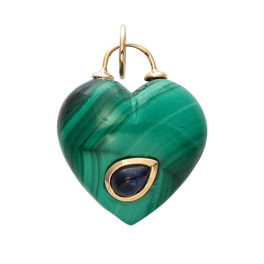 Malachite 14K Gold Heart Shaped Pendant