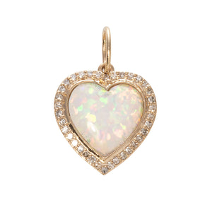 Opal & Diamond 14K Yellow Gold Heart Pendant