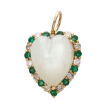 Diamond & Emerald 14K Gold Moonstone Heart Pendant