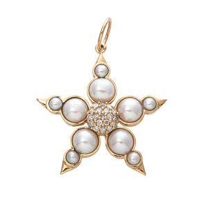 Pearl & Diamond 14K Yellow Gold Star Pendant