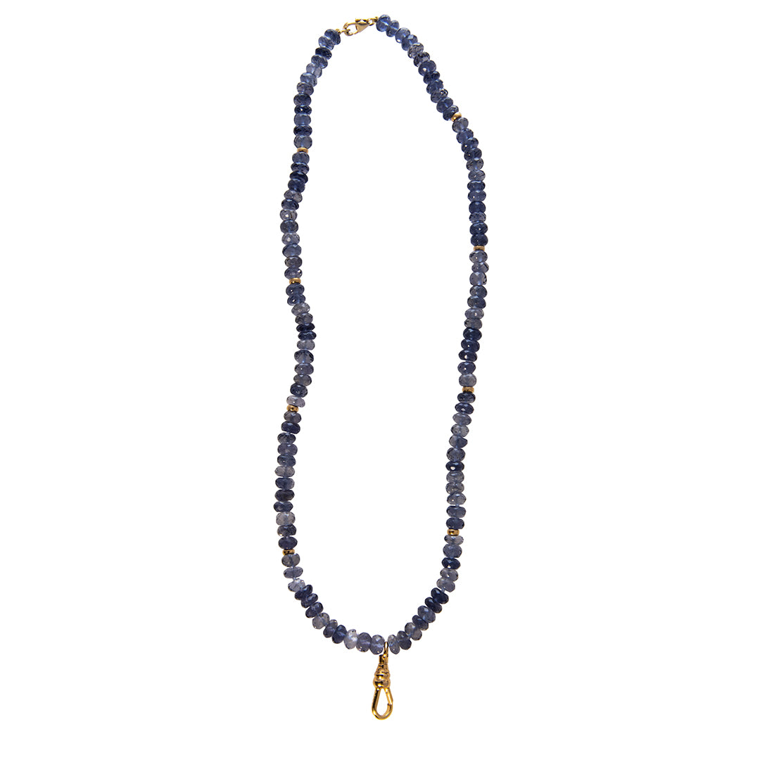 Gold Filled Swivel Clip & Iolite Beaded Necklace 16"