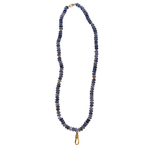 Gold Filled Swivel Clip & Iolite Beaded Necklace 16"