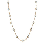 Aquamarine & Diamond Station 14K Yellow Gold Necklace