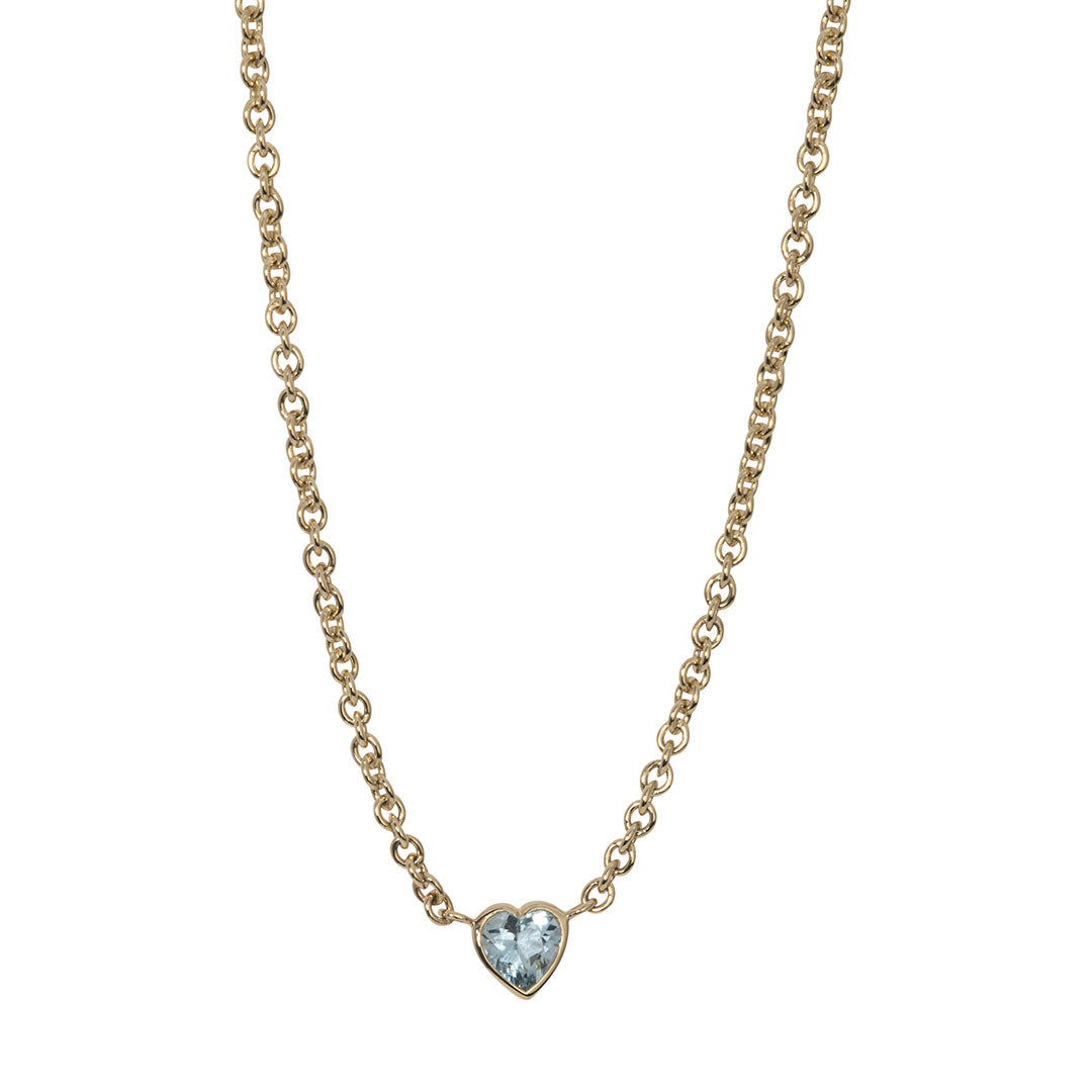 Aquamarine Heart 14K Yellow Gold Necklace