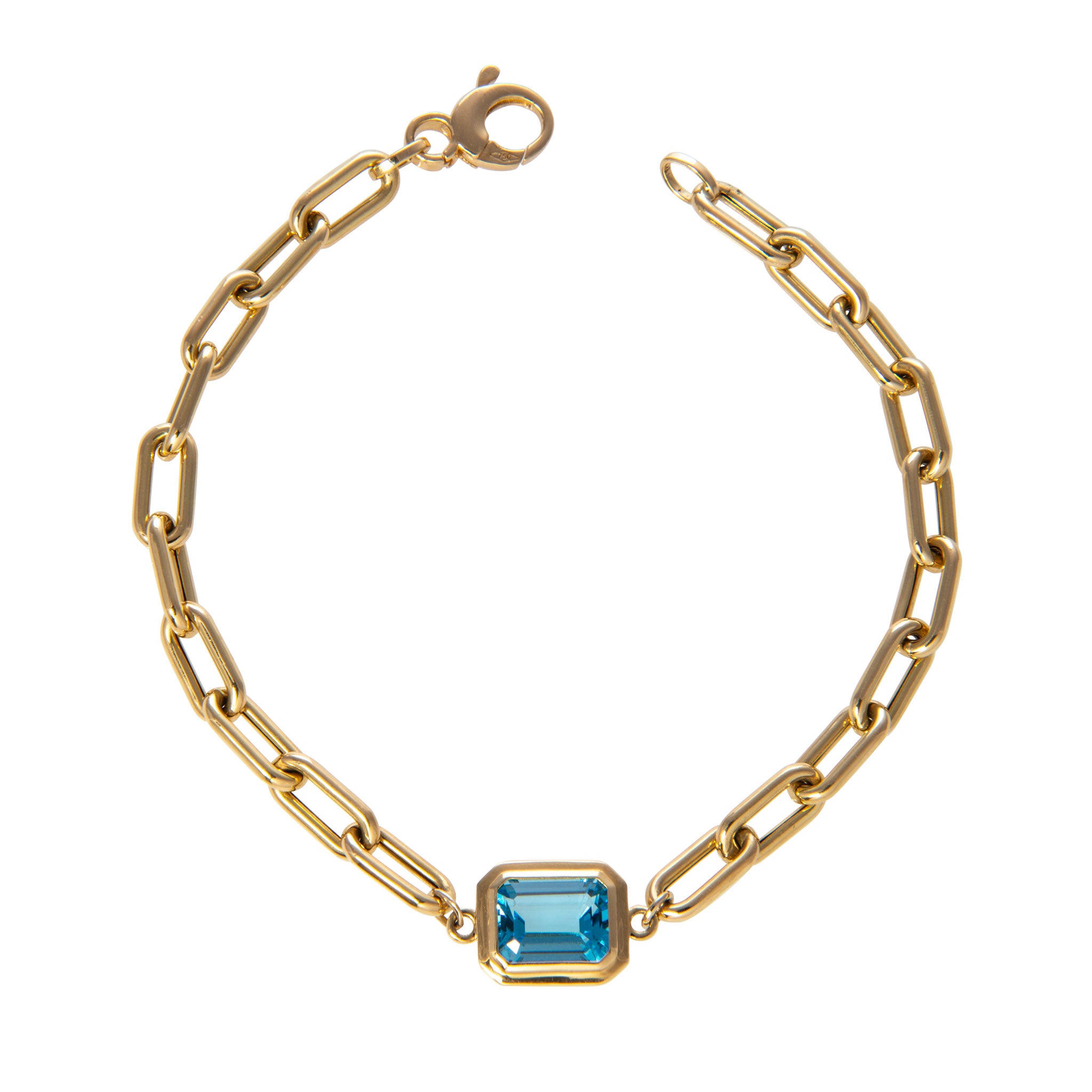 Goshwara Emerald-Cut Blue Topaz 18K Gold Bracelet