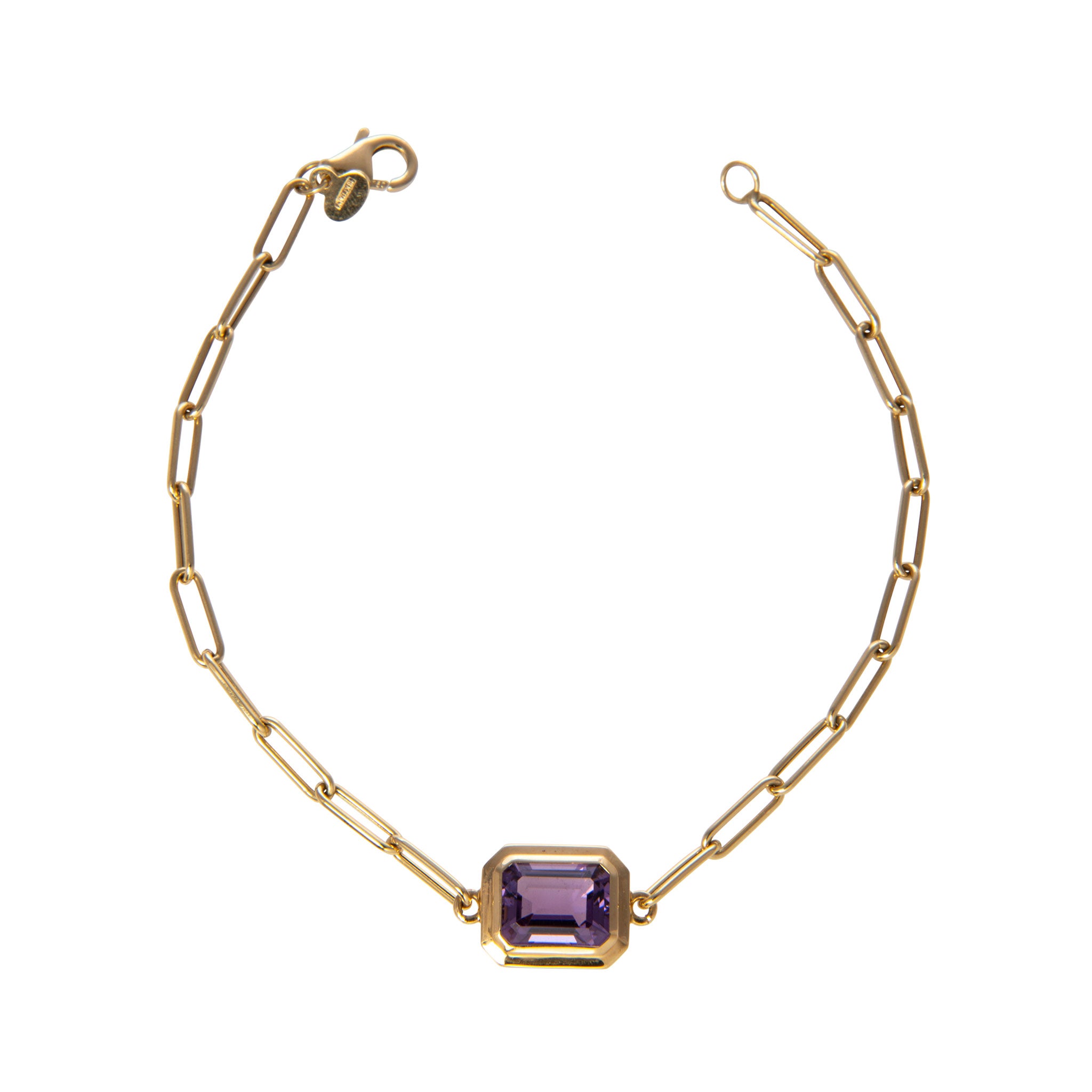 Goshwara Emerald-Cut Amethyst 18K Gold Bracelet