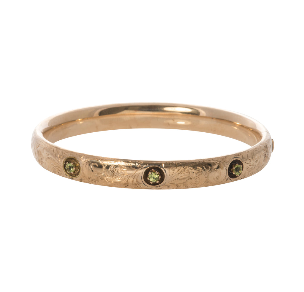 Art Nouveau Peridot & Gold Bangle