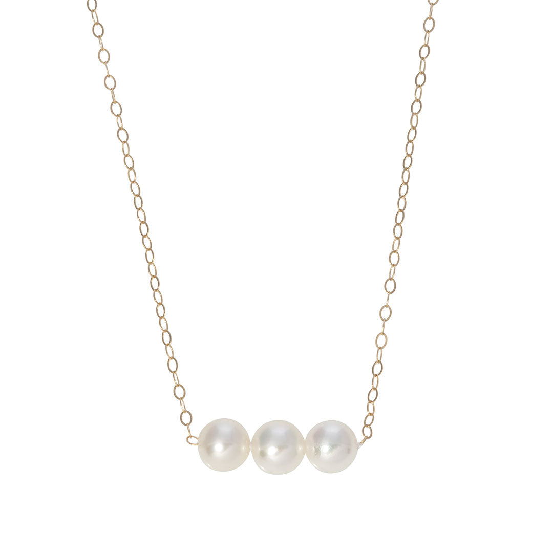 Three Pearl 14K Gold Start Her Necklace