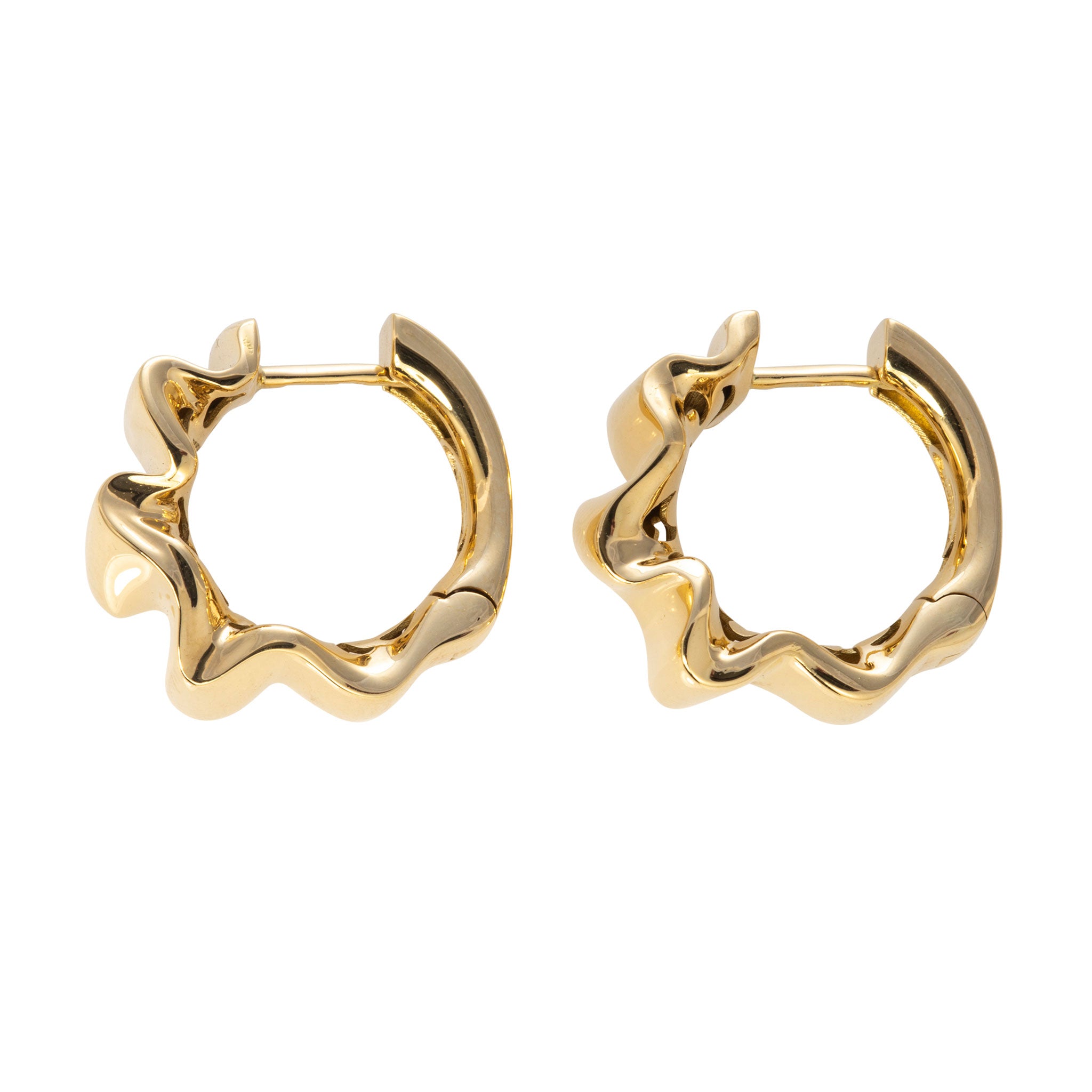 18K Yellow Gold Italian Ribbon Hoop Earrings