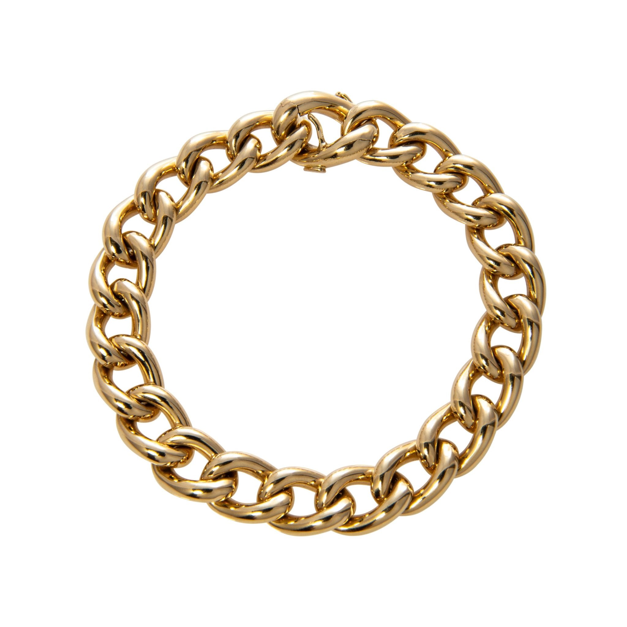 18K Yellow Gold Italian Polished Curb Link Bracelet