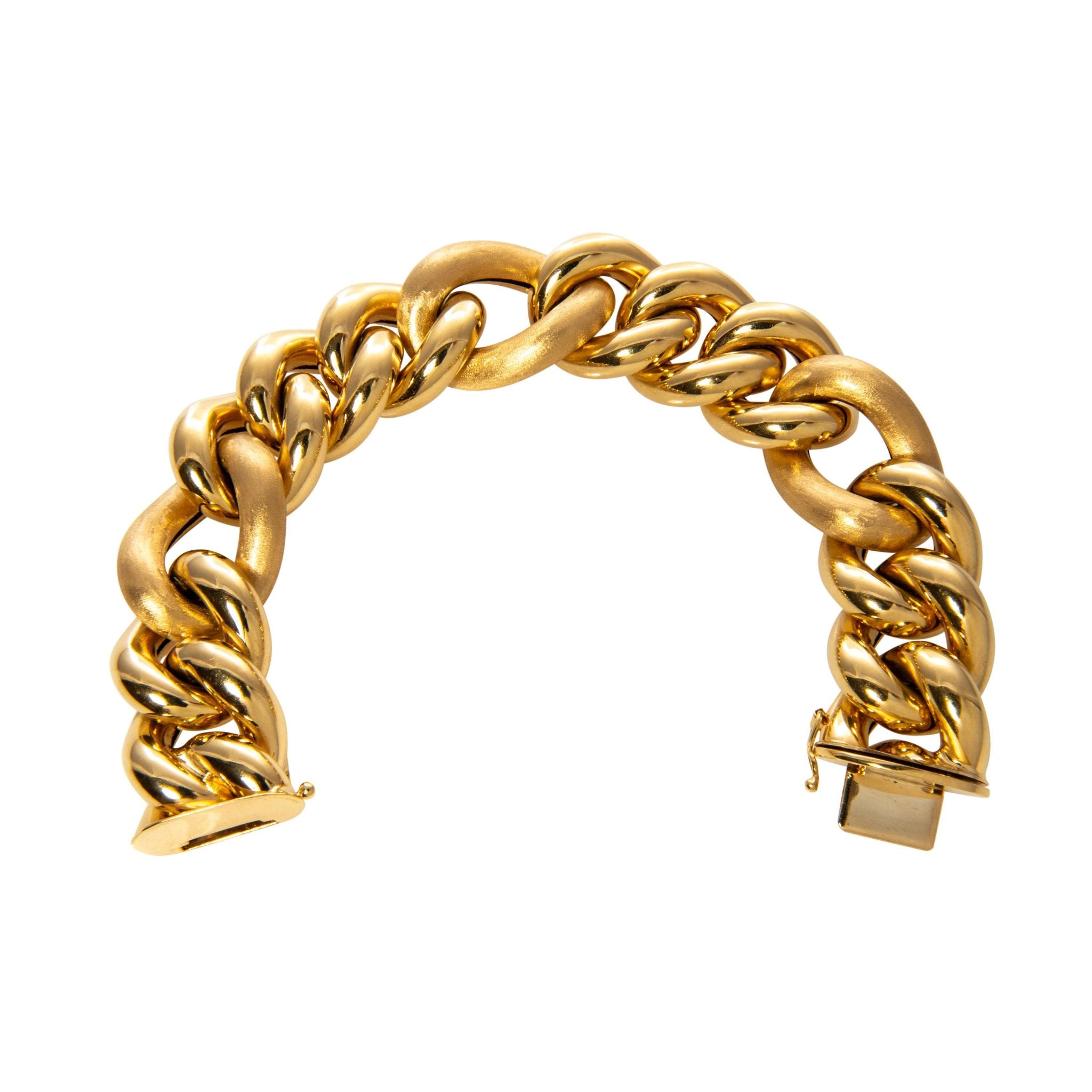 18K Yellow Gold Italian Mixed Curb Link Bracelet