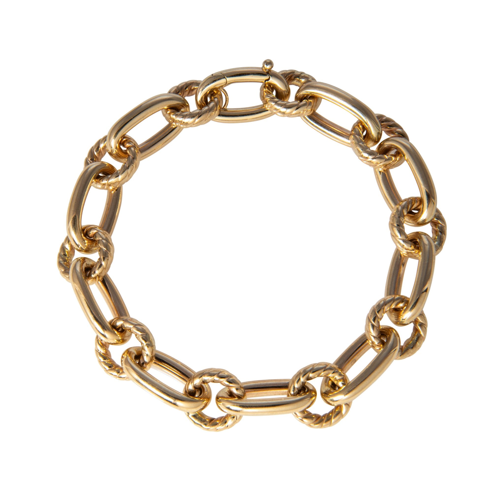 14K Yellow Gold Italian Rope & Polished Link Bracelet