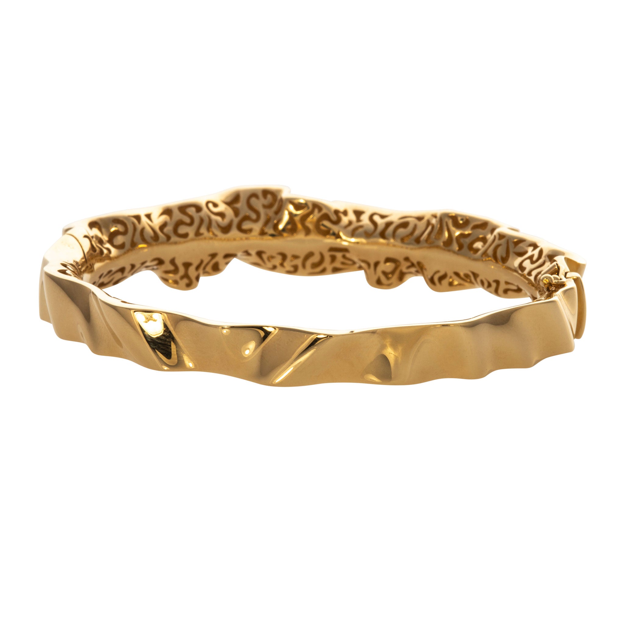 18K Yellow Gold Italian Ribbon Bangle