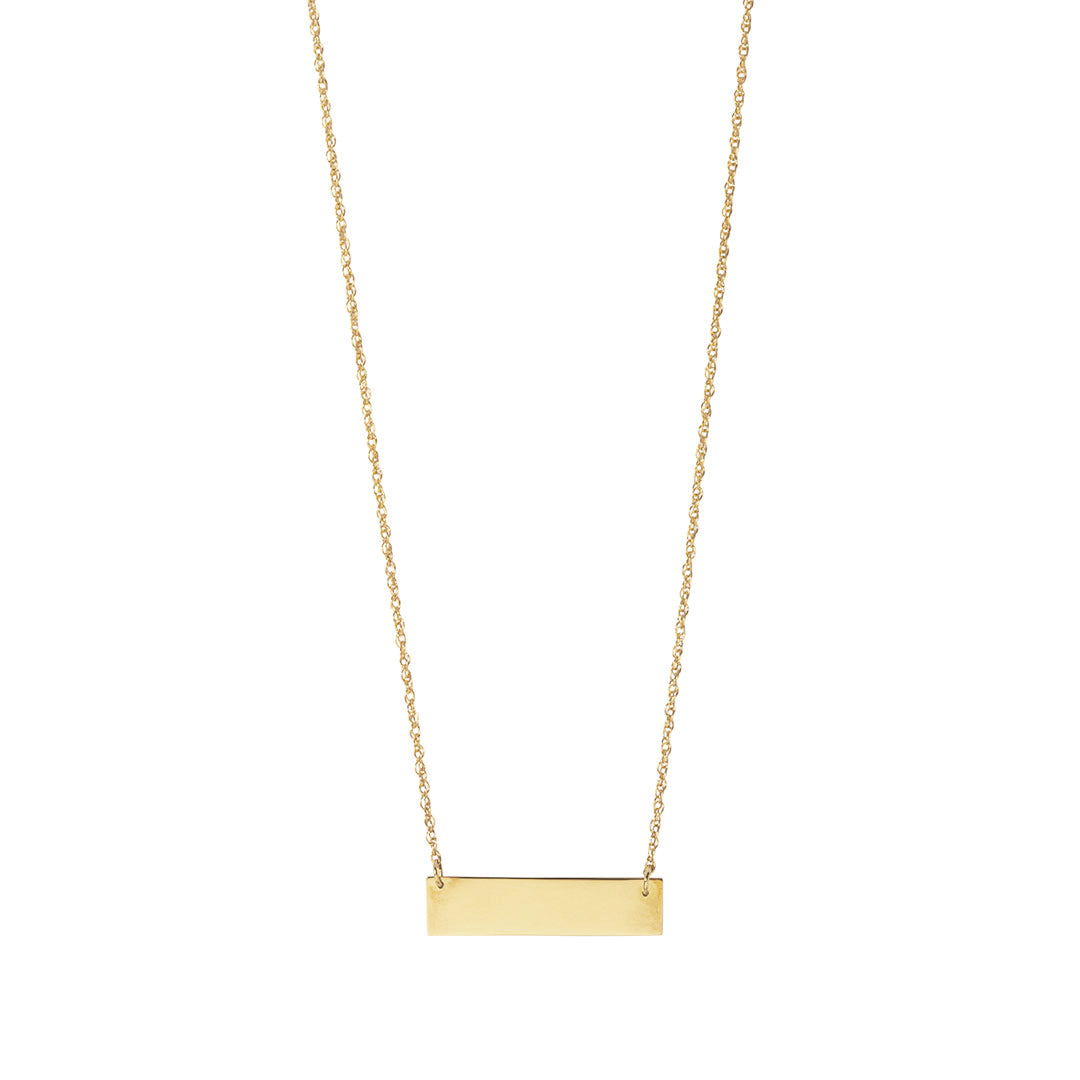 14K Yellow Gold Bar Pendant Necklace