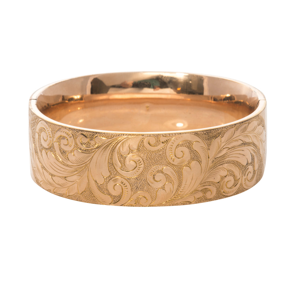 Estate Antique Wide Gold-Filled Bangle Bracelet