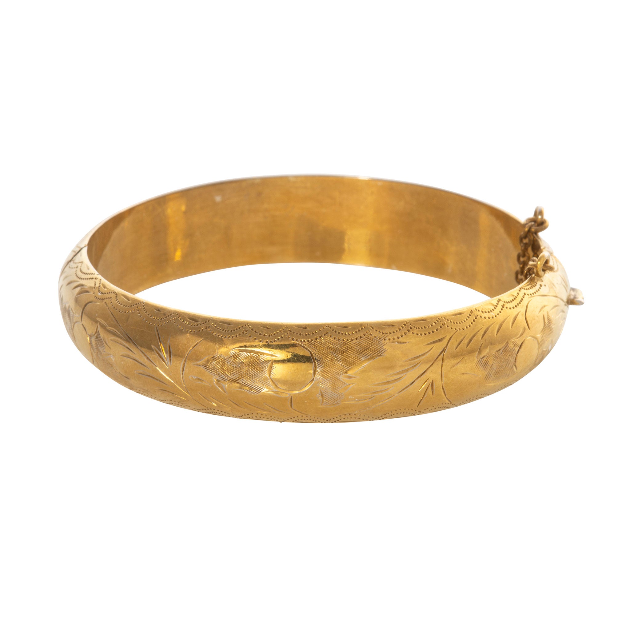 Vintage Engraved Scroll Pattern Gold-Filled Bangle