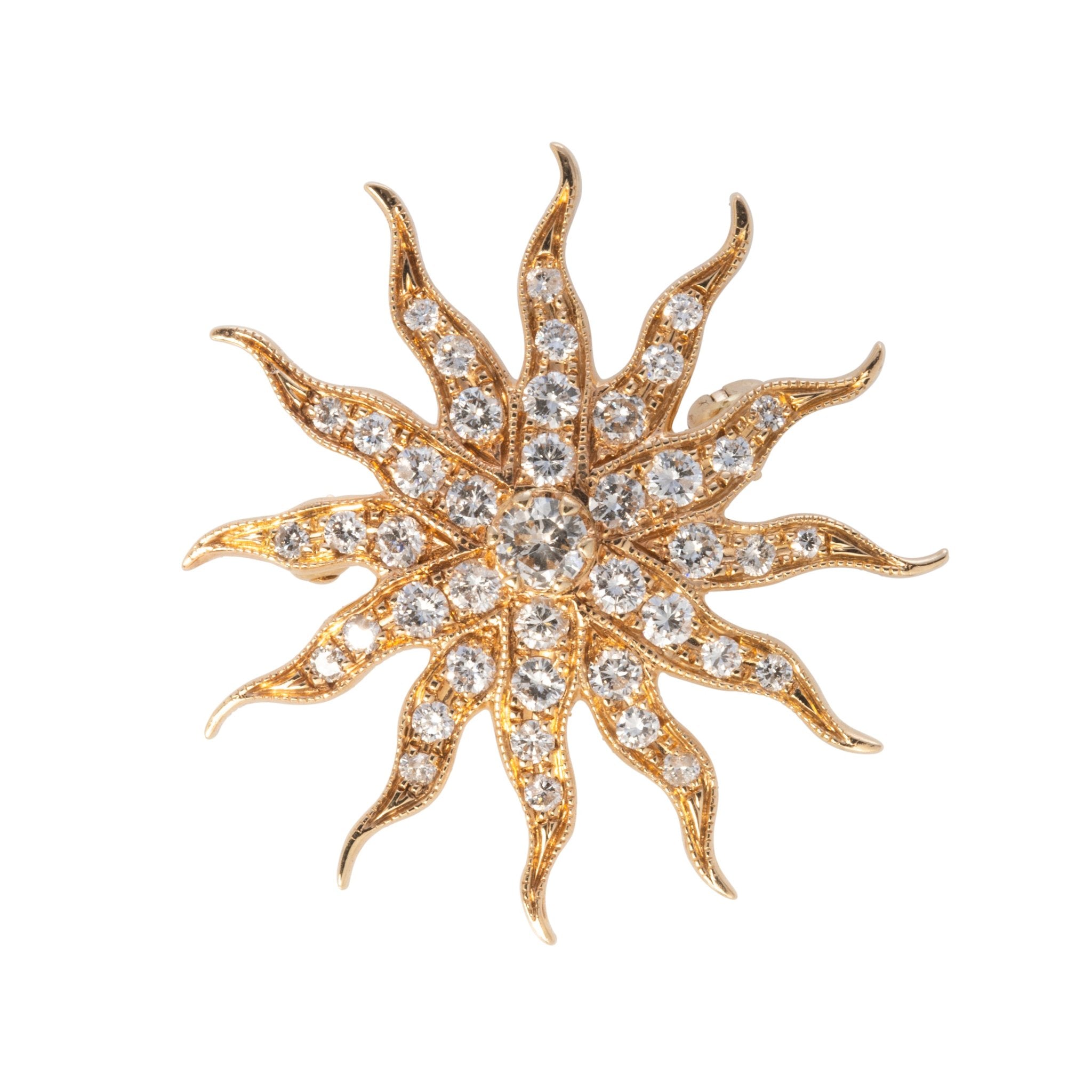 Victorian 1ctw Diamond 14K Gold Starburst Pin