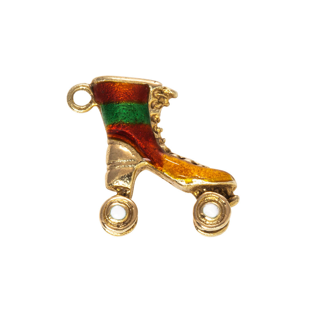 Vintage Enameled 14K Gold Roller Skate Charm