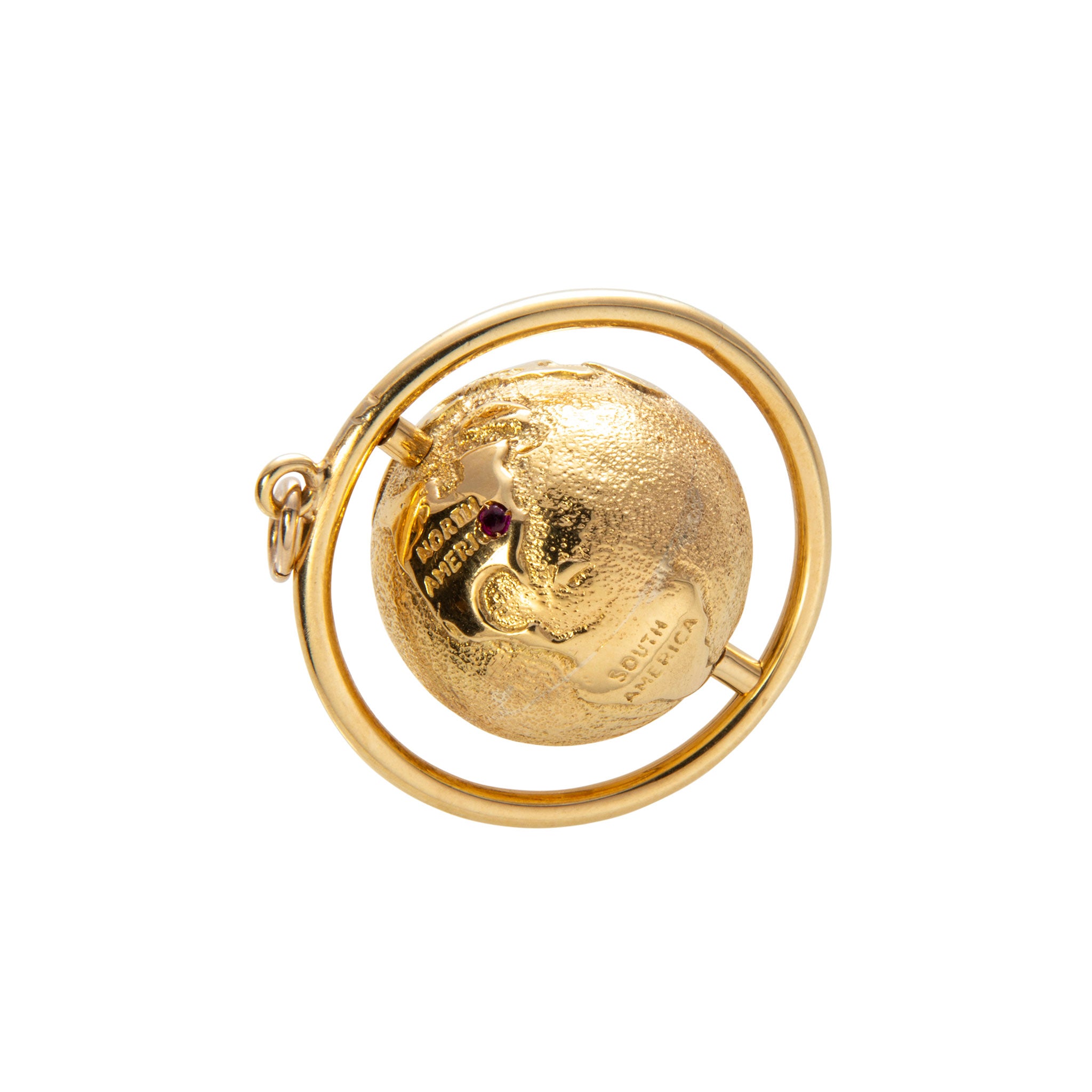 Estate 18K Gold Spinning Globe Charm