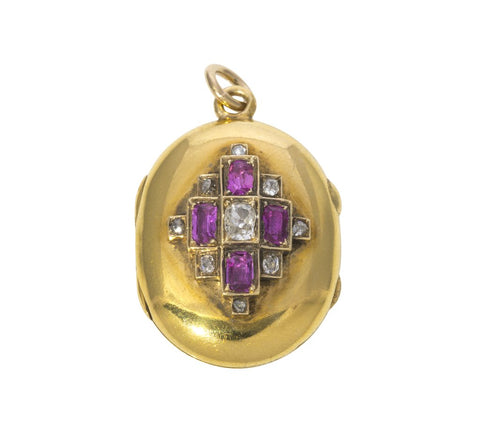 Victorian Ruby Diamond Locket