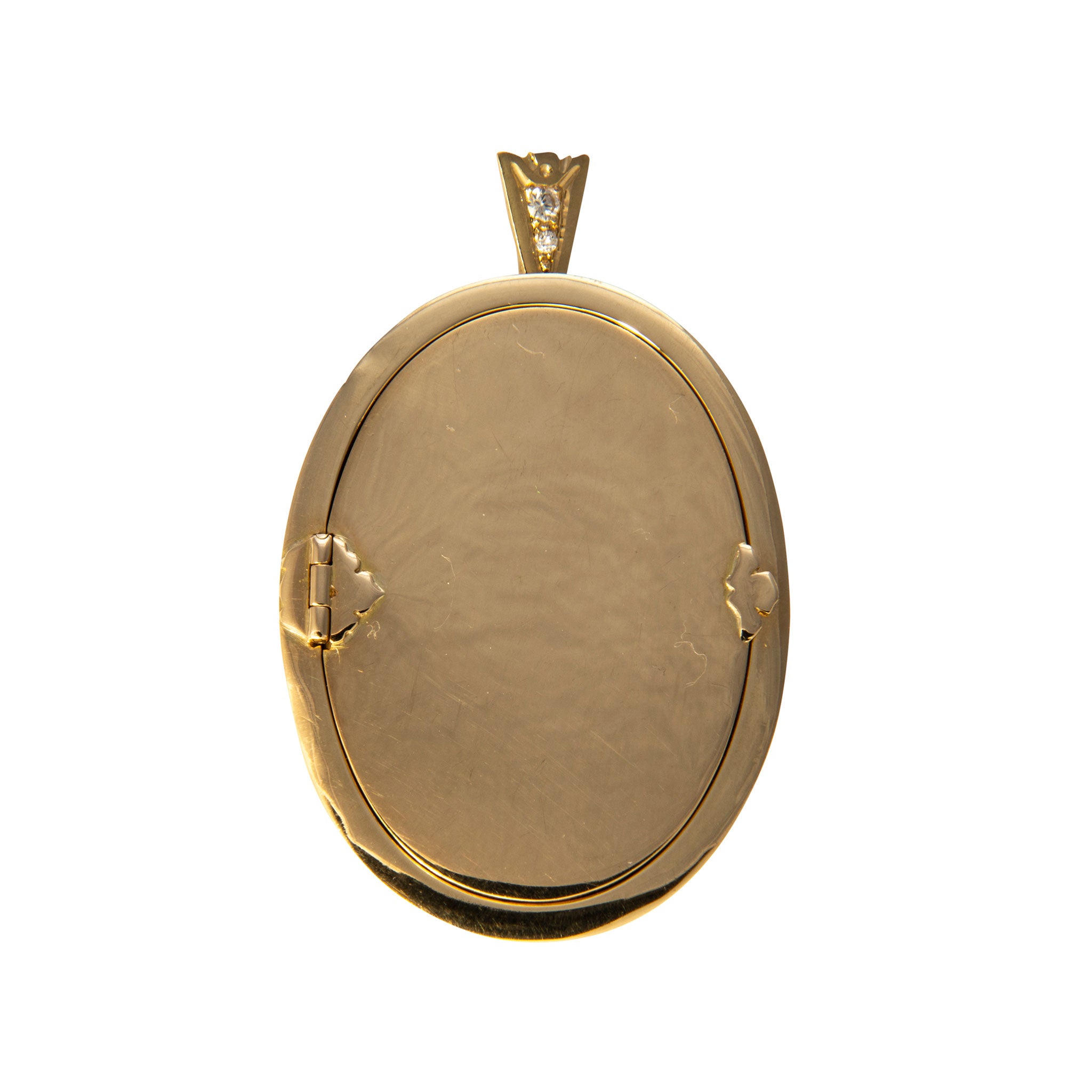 Victorian Diamond 18K Yellow Gold Oval Locket Pendant