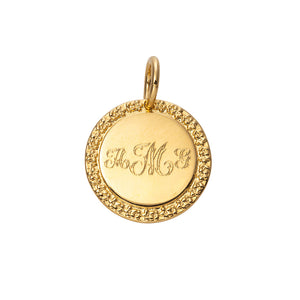 Goldbug Forget Me Not Small Disc Pendant Floral Font Monogram