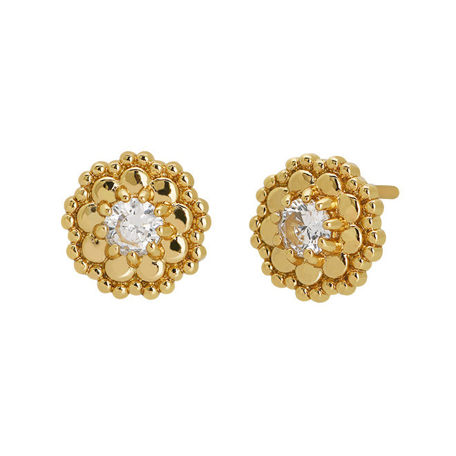 Goldbug Scalloped Crystal Stud Earrings