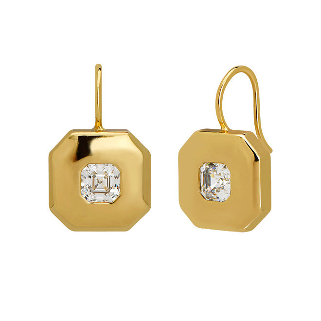 Goldbug Cut Corner Drop Earrings