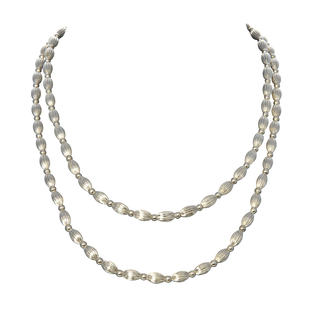 Silver Plated Charleston Rice Bead Necklace