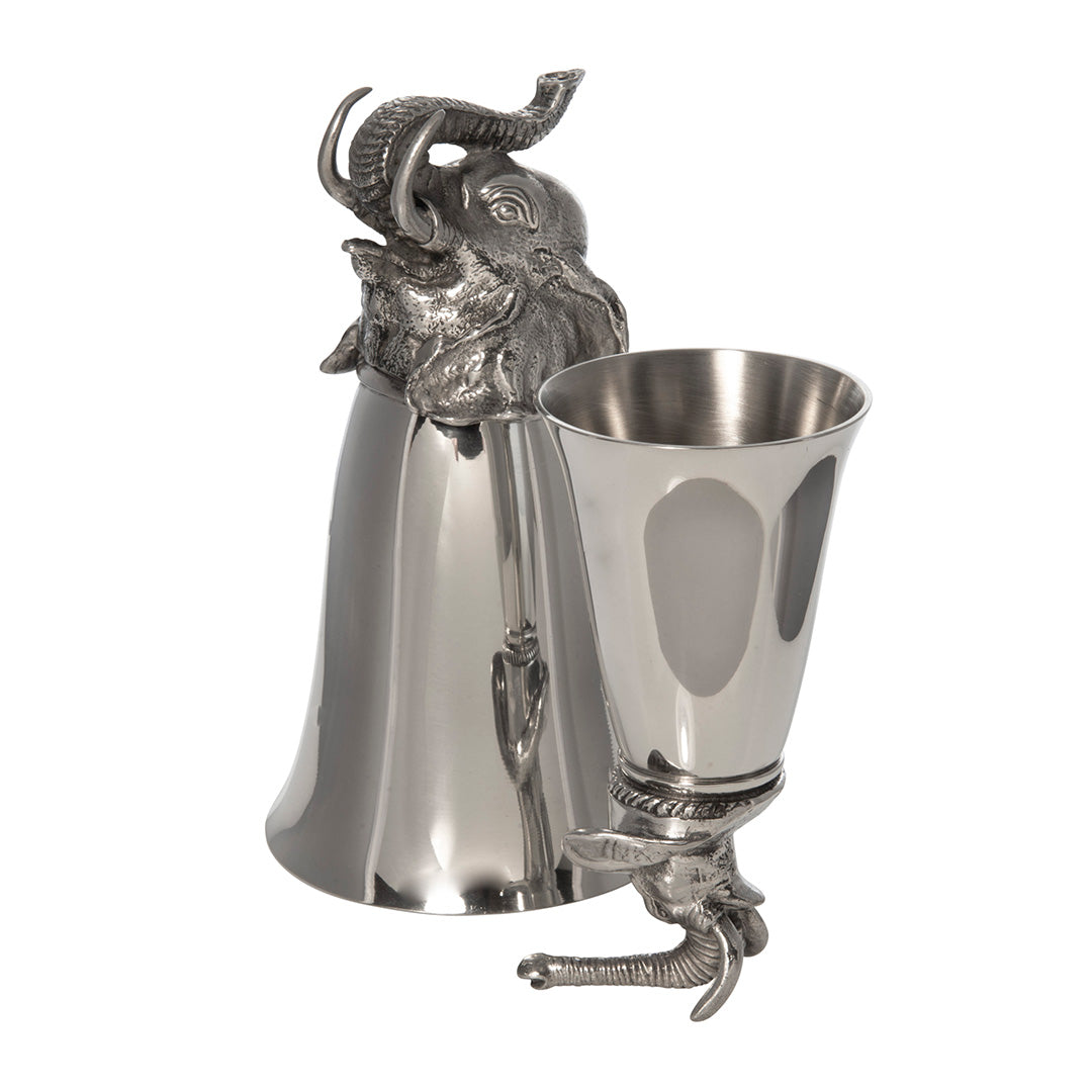 Pewter Elephant Stirrup Cup Jigger 2.5oz