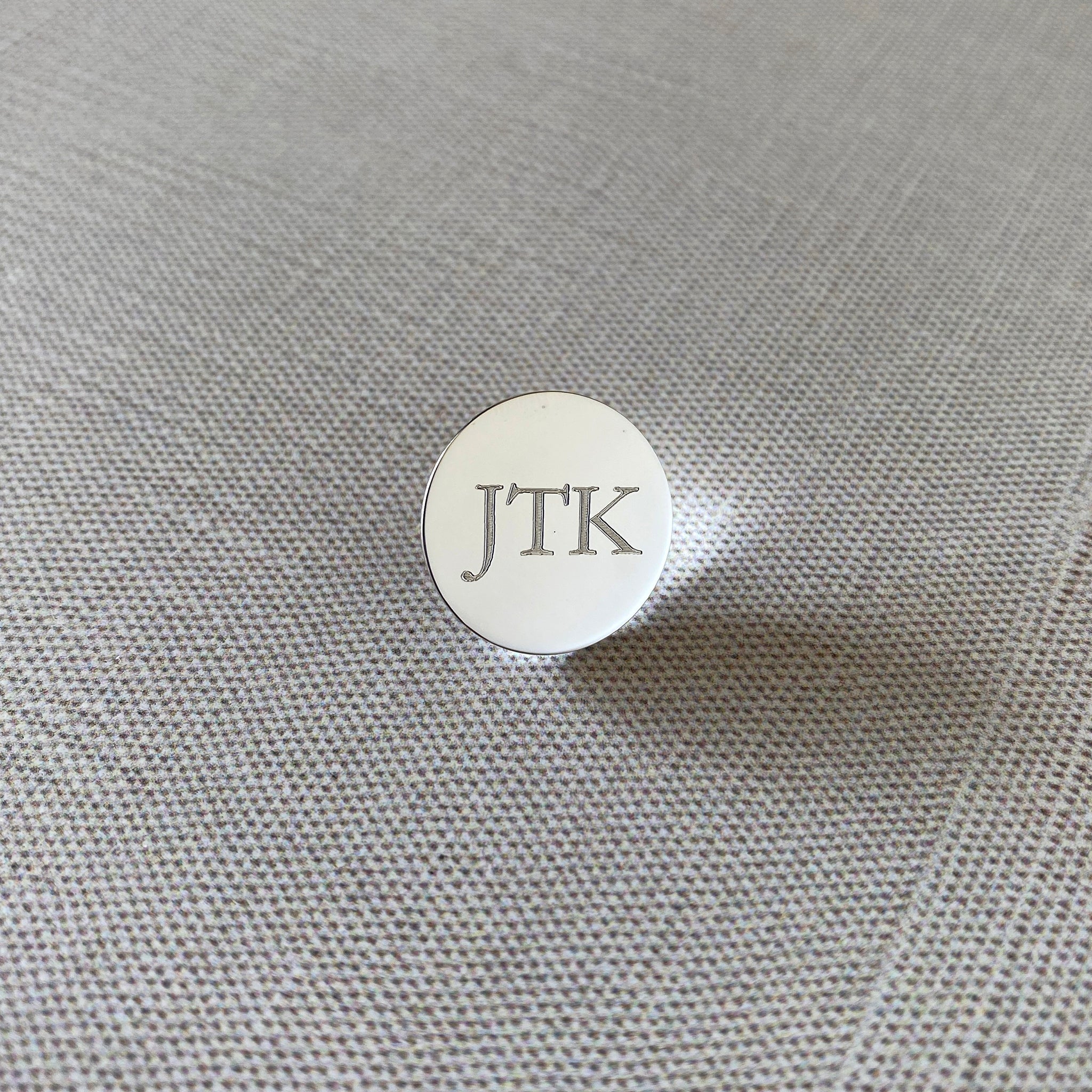 Sterling Silver Golf Ball Marker with machine engraved block initials