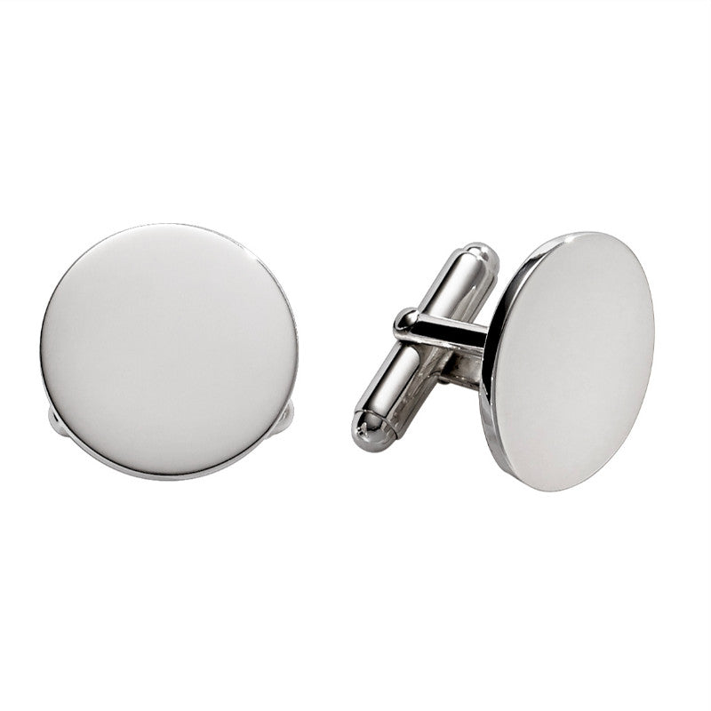 Sterling Silver Plain Round Cufflinks