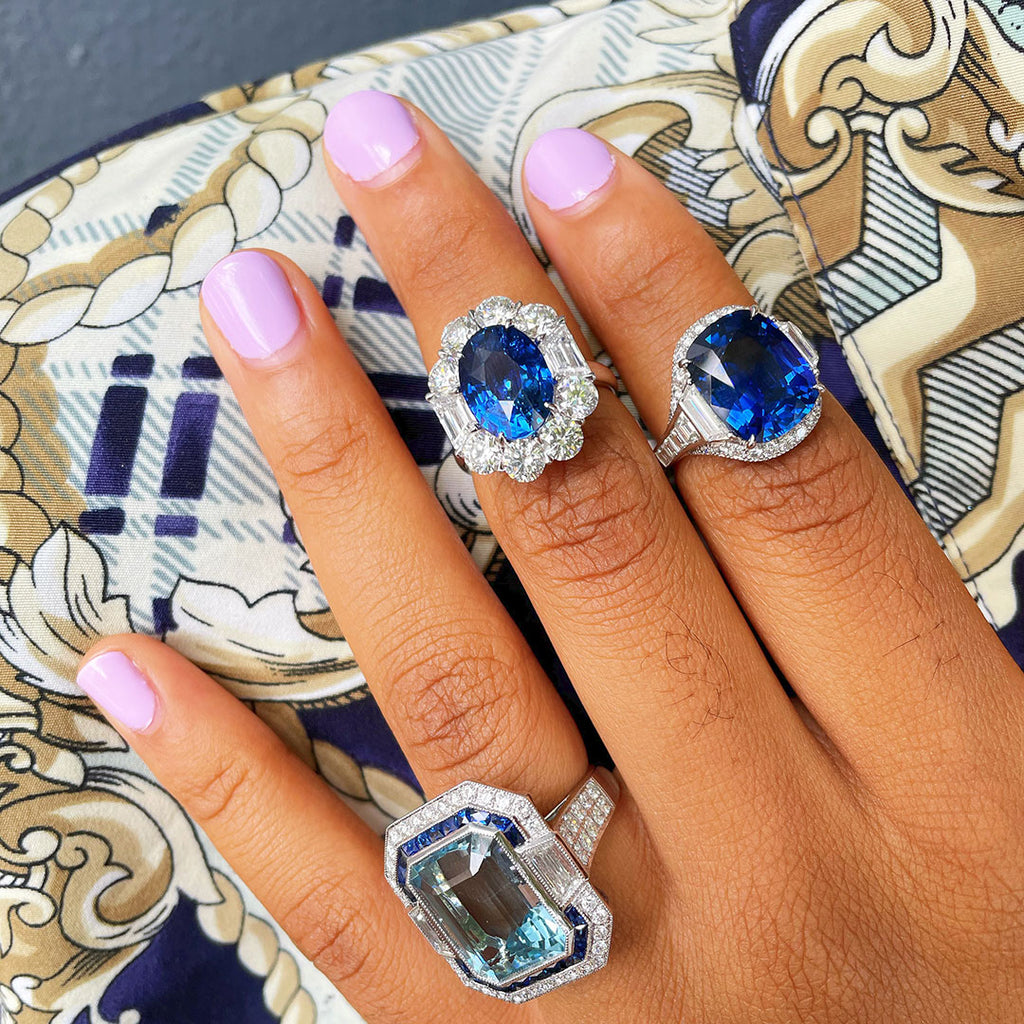 Blue Sapphire and Diamond Rings Styled