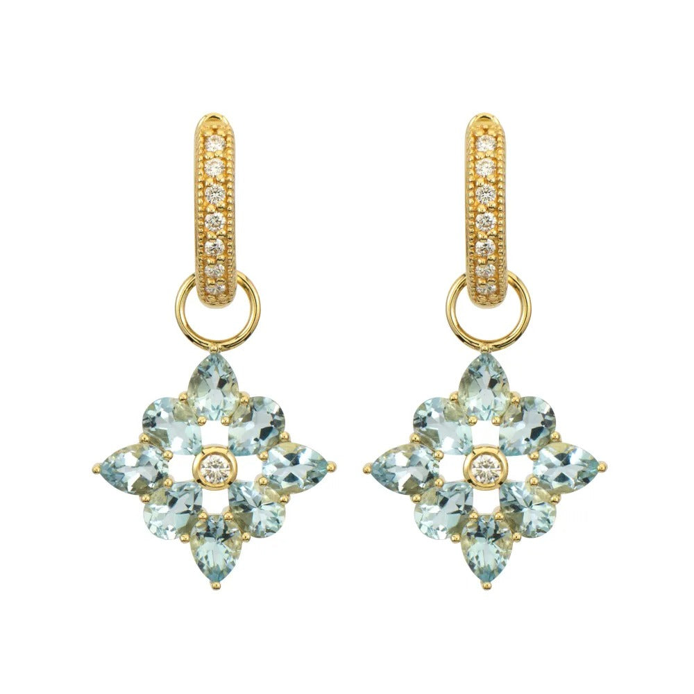 Jude Frances Provence Four Petal Aquamarine Earring Charms