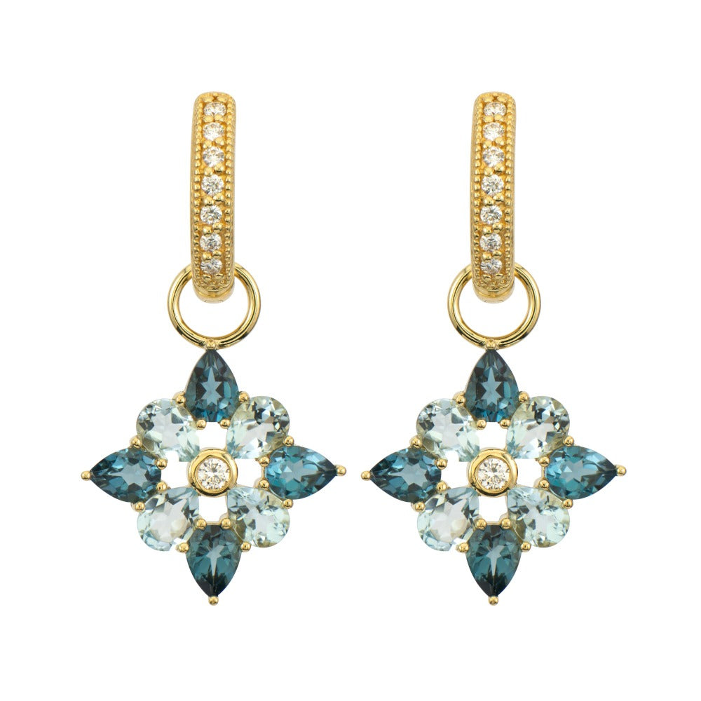 Jude Frances Provence Four Petal Blue Topaz Earring Charms