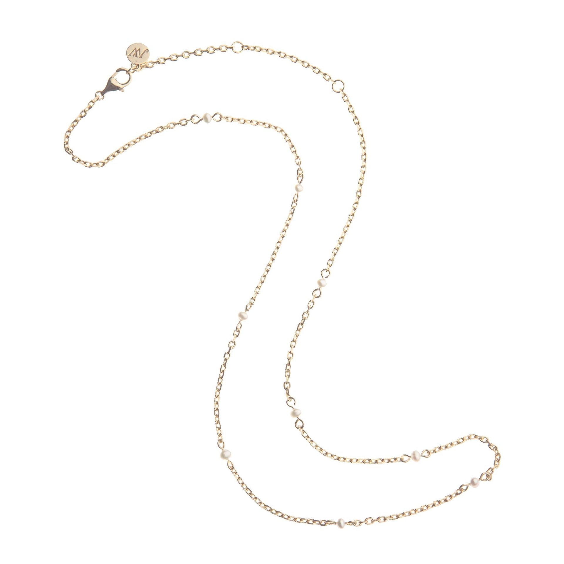 Jane Win Adjustable Pearl Station Chain Necklace