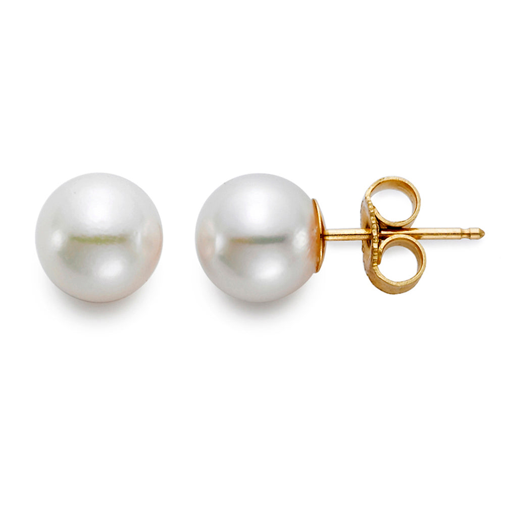 9.5-10mm “A” Freshwater Pearl 14K Yellow Gold Stud Earrings