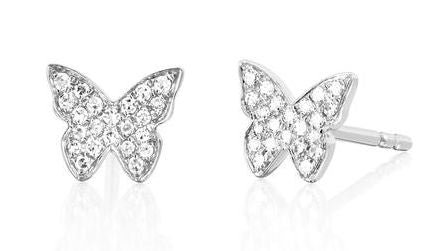 EF Collection Diamond Butterfly Stud Earrings