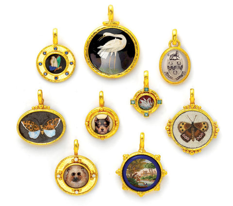 Elizabeth Locke Jewels Micromosaic Pendants