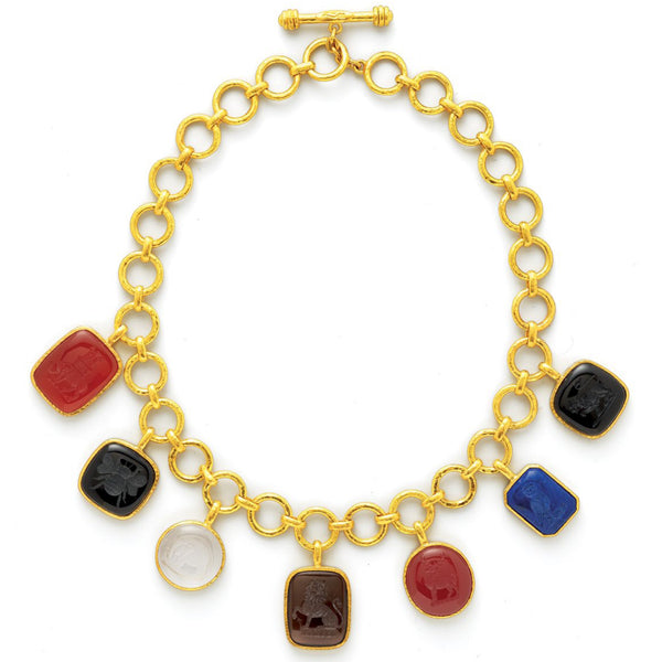 Elizabeth Locke Jewels Venetian Glass Intaglio Link Necklace