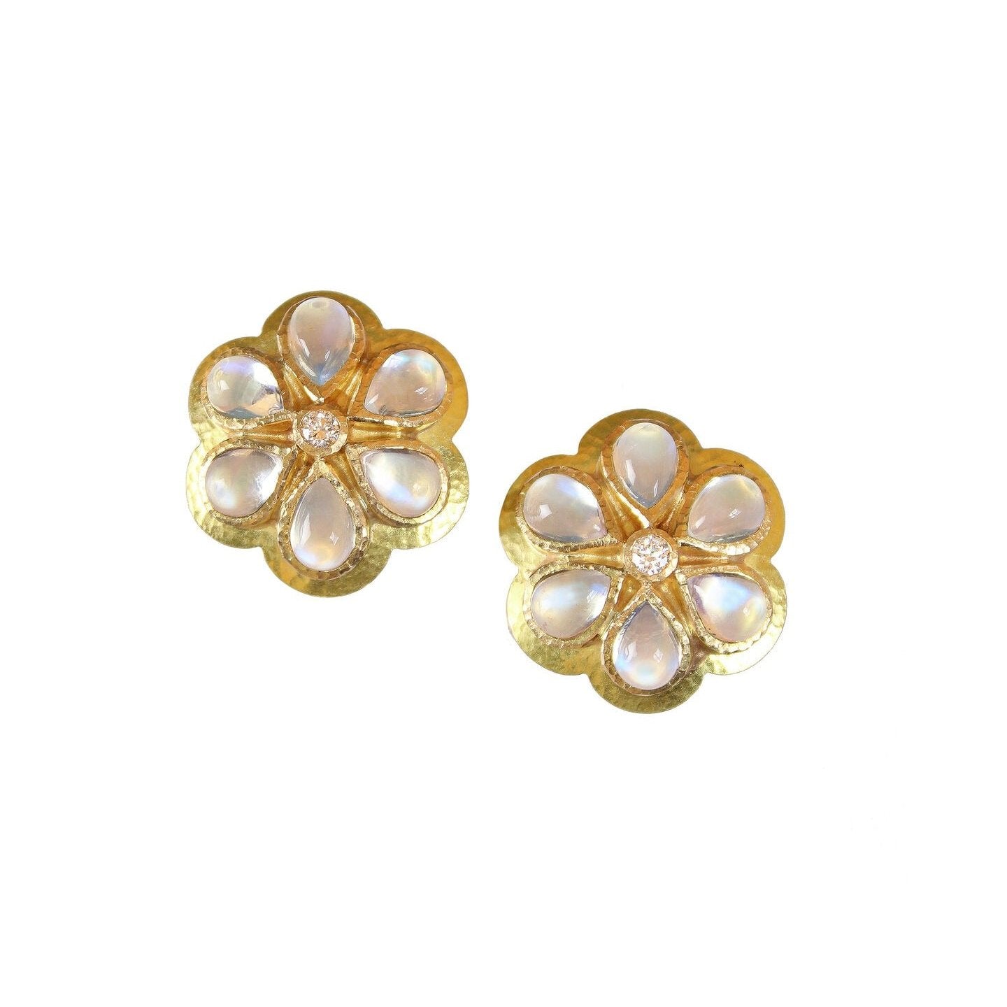 Elizabeth Locke Moonstone Daisy Earrings