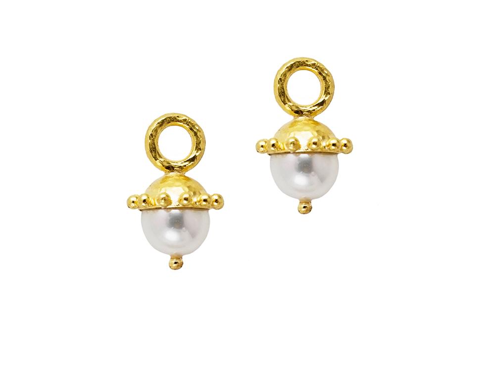 Elizabeth Locke Pearl Granulated Cap Earring Charms