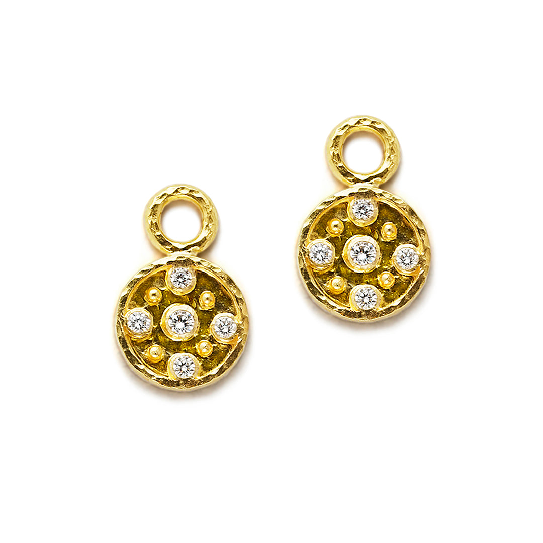 Elizabeth Locke Gold & Diamond Disk Earring Charms