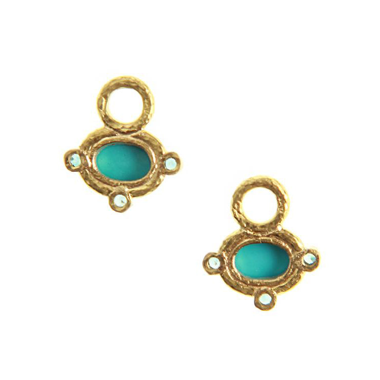 Elizabeth Locke Horizontal Oval Cabochon Turquoise Earring Charms