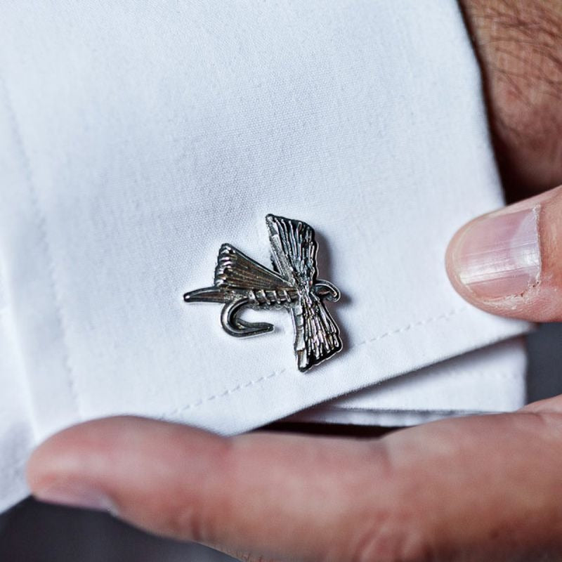 Grainger McKoy Sterling Silver Fly Cufflinks